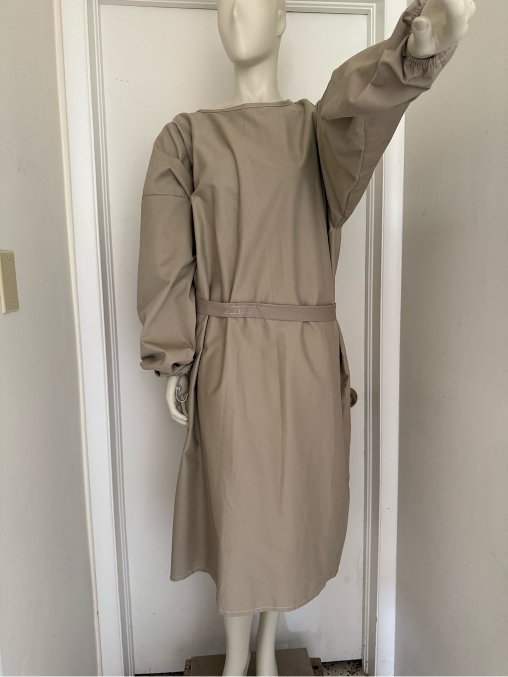 Neutral Taupe Overhead Reusable Medical Isolation Gown